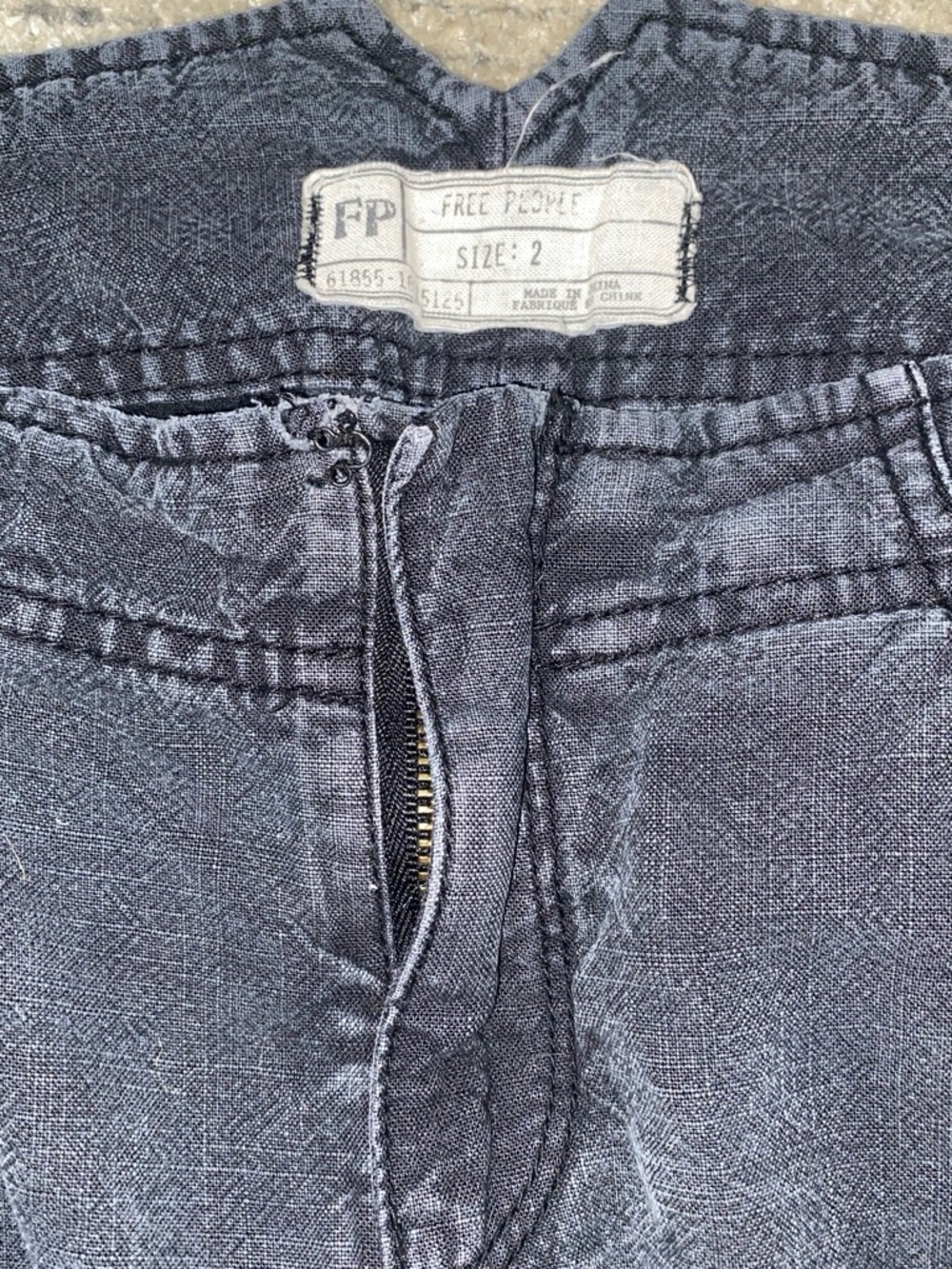 Free People Dark Indigo Wash Linen-Blend Pants